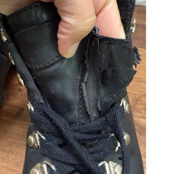 Vintage 90's Women's Black Lugz Size 6.5 Leather Workwear Grunge Chunky Heel - Picture 11 of 16